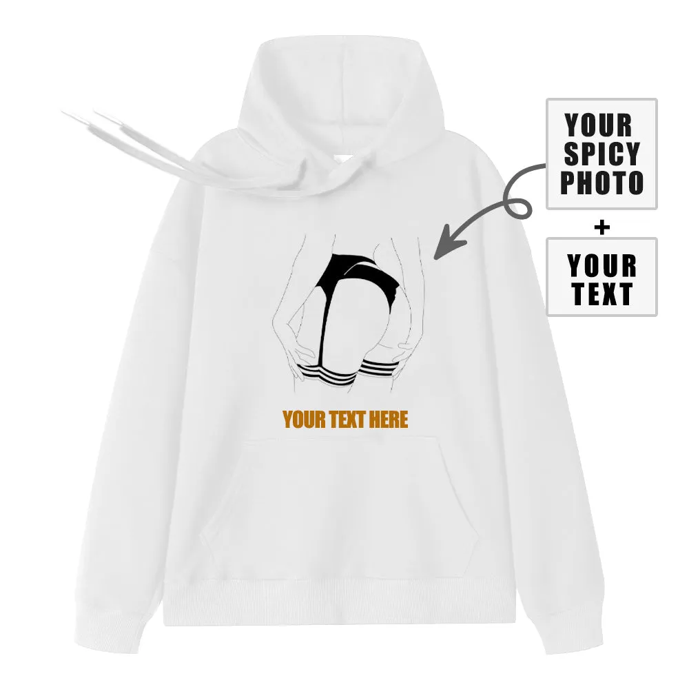 4FunGift® Custom Line Drawing Printing Hoodie Personalized Gift Upload Text Spicy Photos