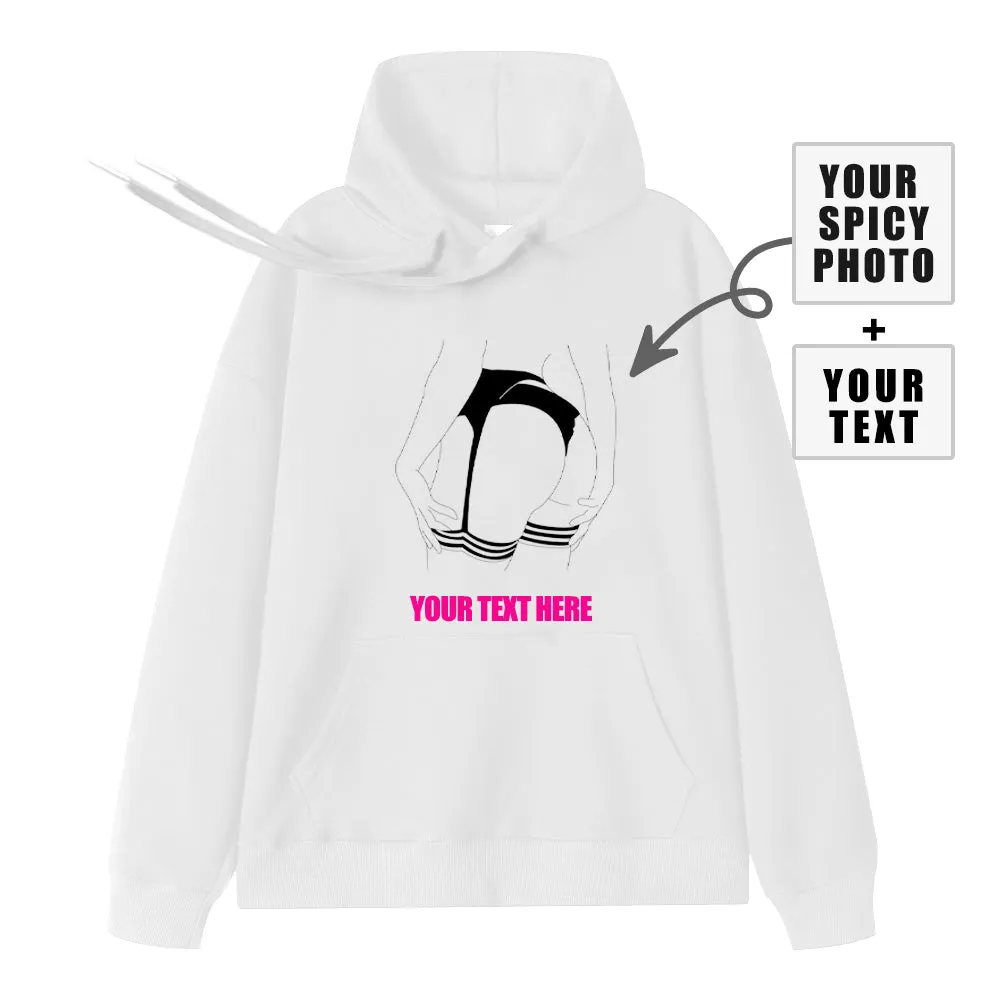 4FunGift® Custom Line Drawing Printing Hoodie Personalized Gift Upload Text Spicy Photos