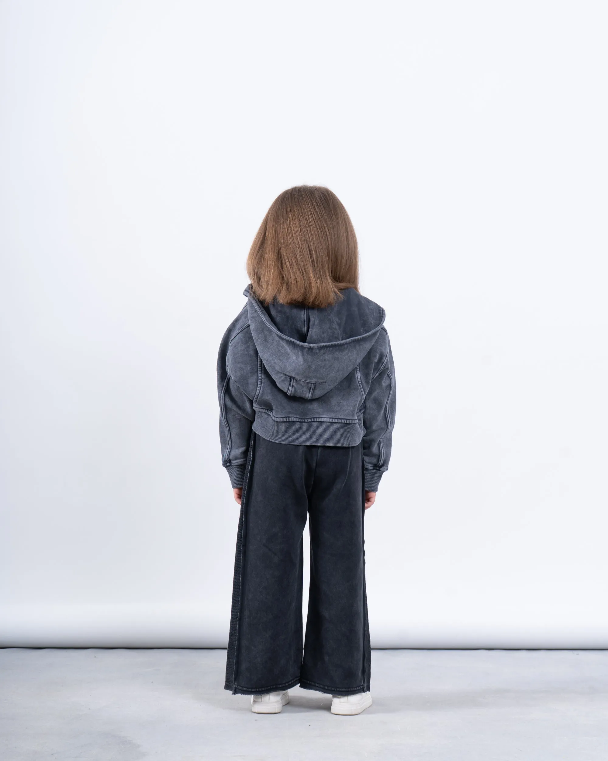 Acid-Wash Cropped Hoodie