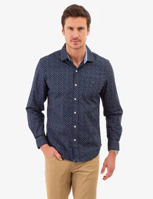 ALLOVER MULTI GEO PRINT LONG SLEEVE SHIRT