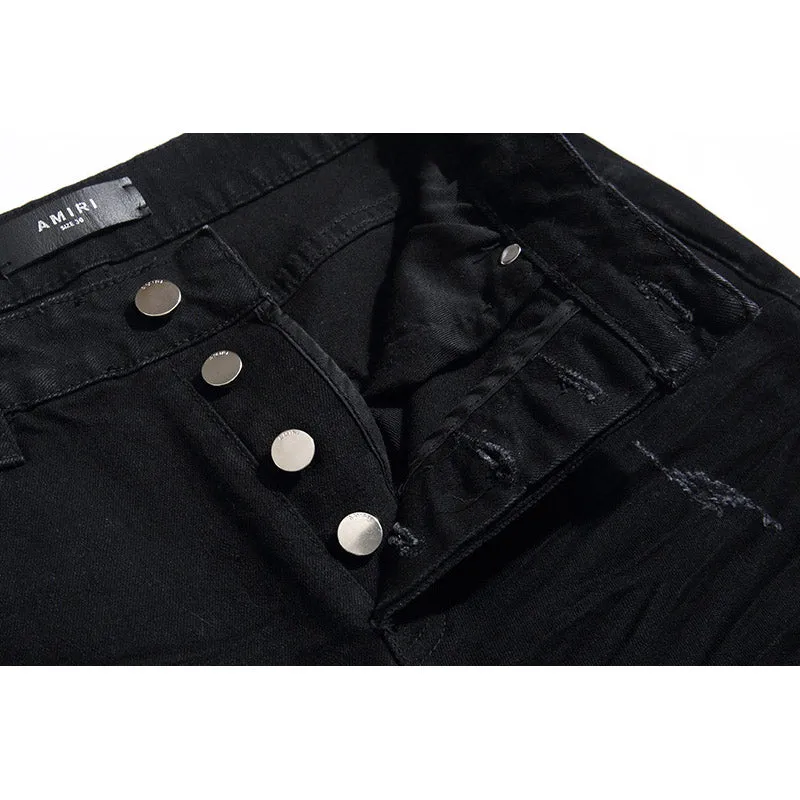 Amiri Jeans Casual Ripped Black Jeans
