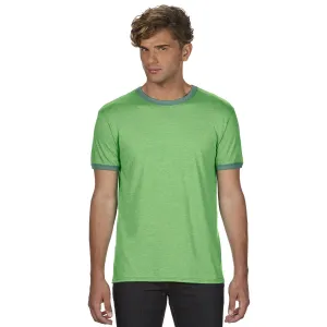Anvil Men's Heather Grey/True Kelly Green Lightweight Ringer T-Shirt
