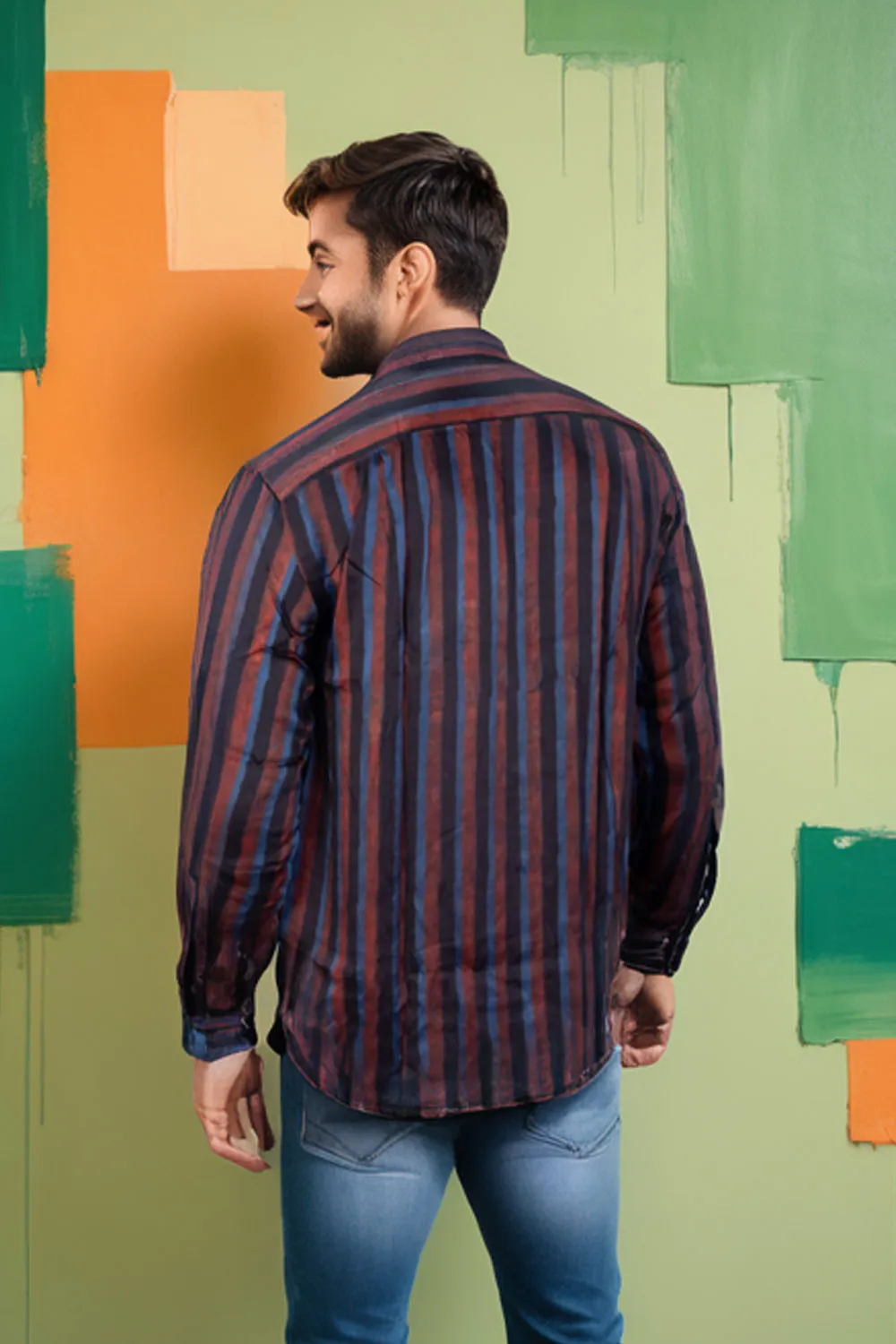 Black Full Sleeve Jahota Print Modal Silk Mens Shirt 10074385