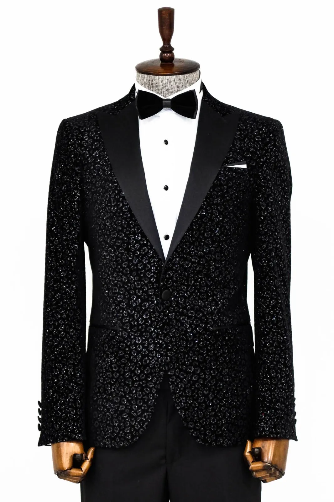 Black Sparkle Cheetah Prom Blazer