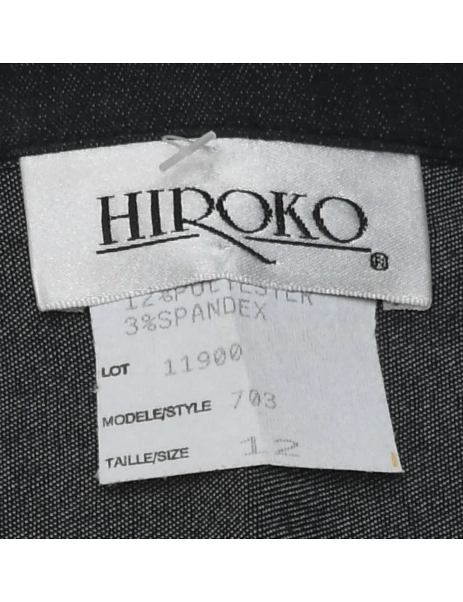 Black Zip-Front Denim Jacket - L