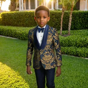 Boys Printed 2 Piece Blazer Pants Set For Party