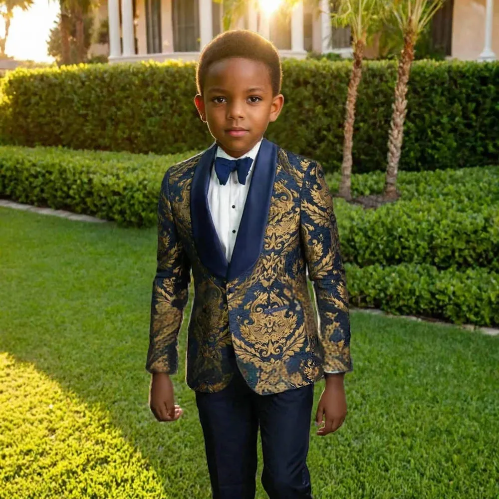 Boys Printed 2 Piece Blazer Pants Set For Party