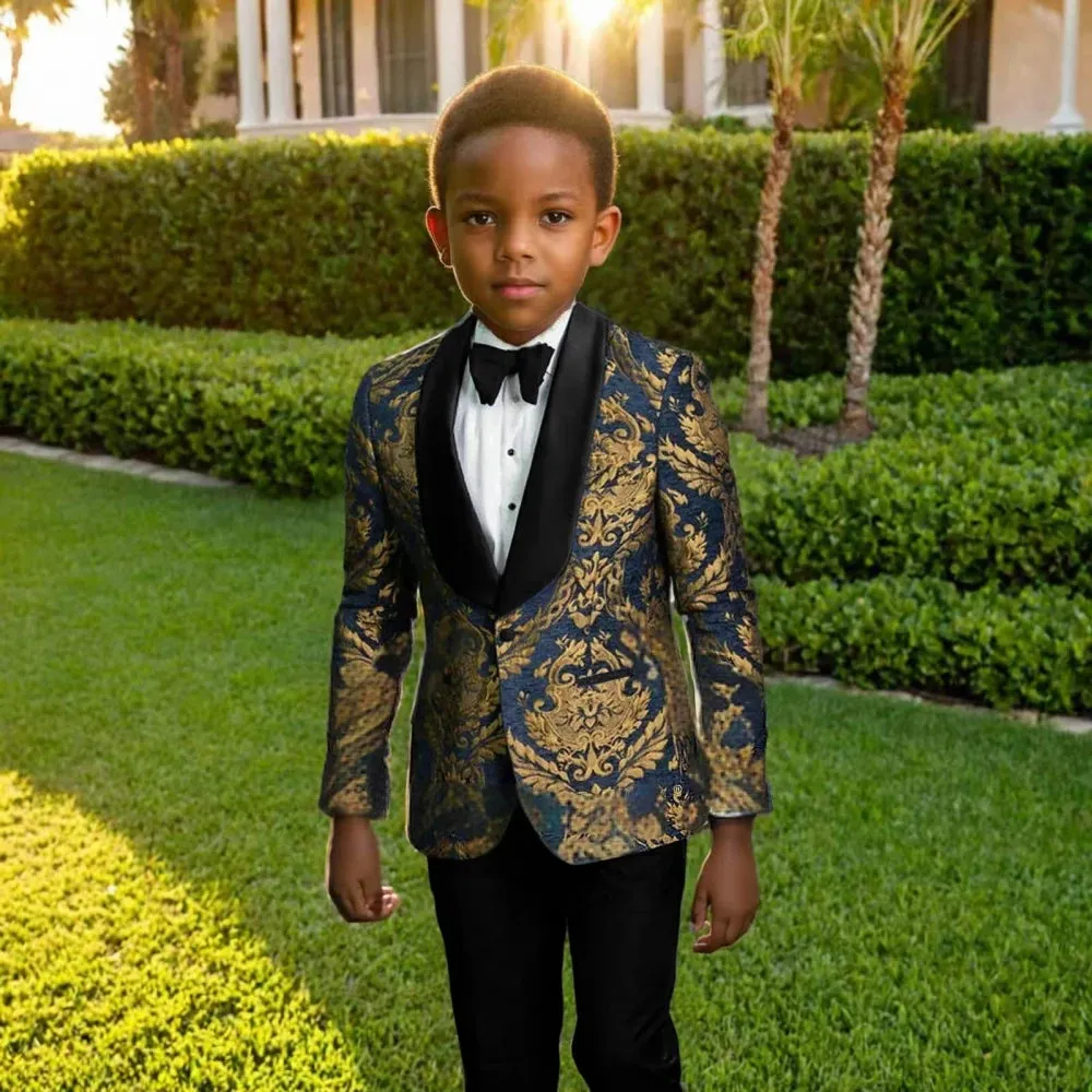 Boys Printed 2 Piece Blazer Pants Set For Party