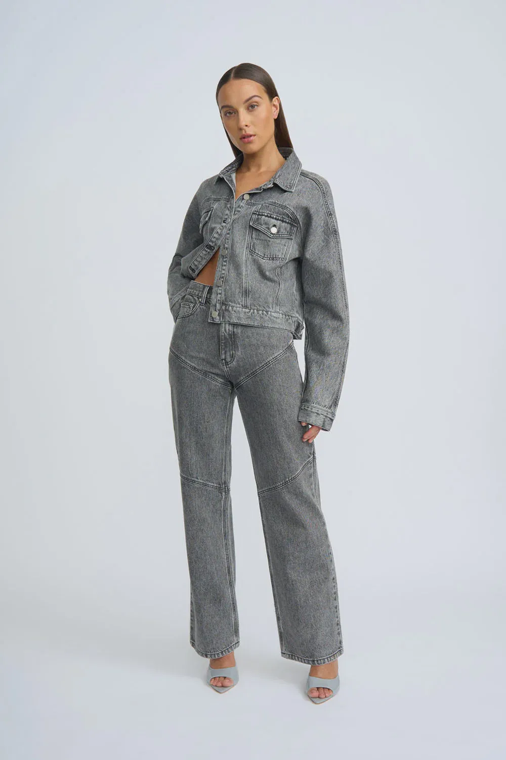 By Johnny Rebel Crop Denim Jacket (Grey)