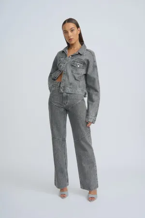 By Johnny Rebel Crop Denim Jacket (Grey)