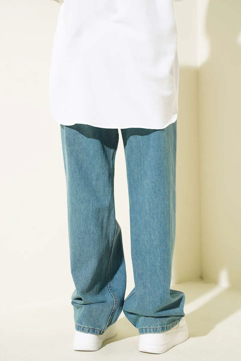 Casual Distressed Jeans Green Tint