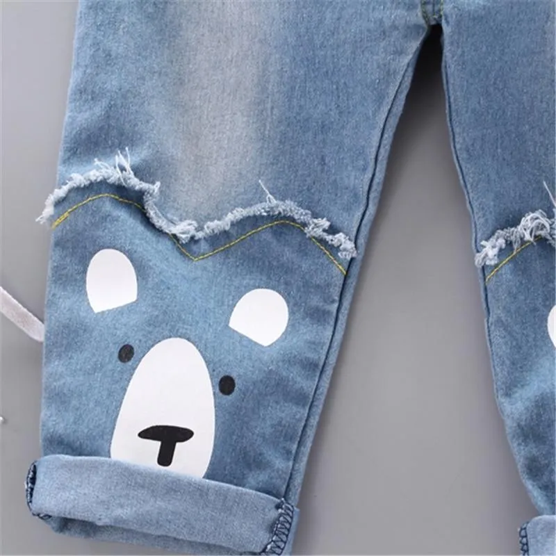 Casual Dog Print Jeans Wholesale children's clothing