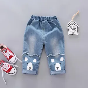 Casual Dog Print Jeans Wholesale children's clothing