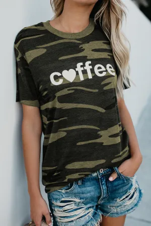 Coffee Heart Graphic Camo Tee