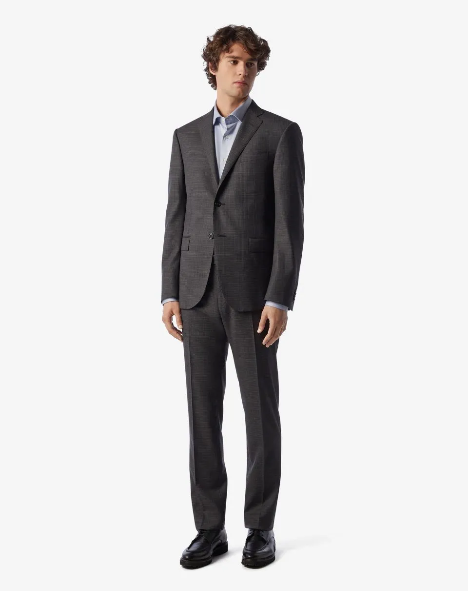 CORNELIANI Check Leader Wool Suit CHARCOAL REG
