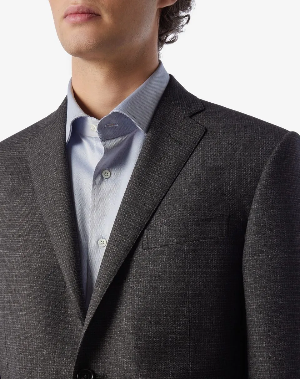 CORNELIANI Check Leader Wool Suit CHARCOAL REG