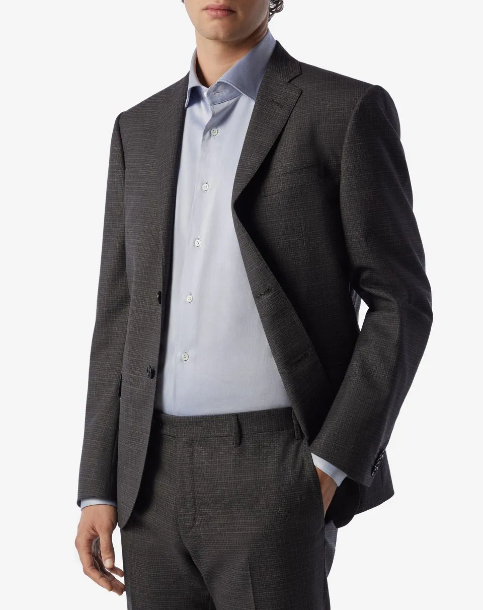 CORNELIANI Check Leader Wool Suit CHARCOAL REG
