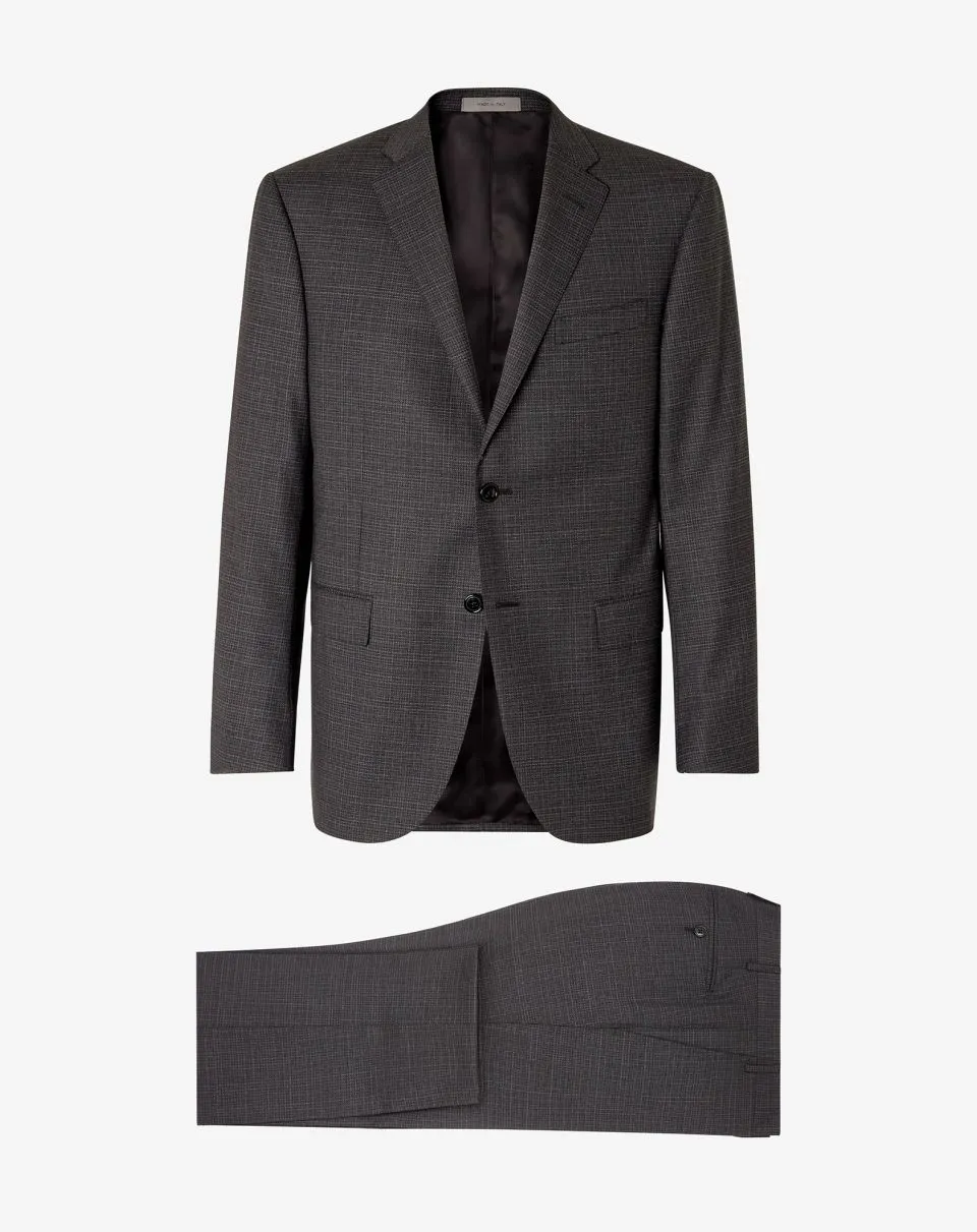 CORNELIANI Check Leader Wool Suit CHARCOAL REG
