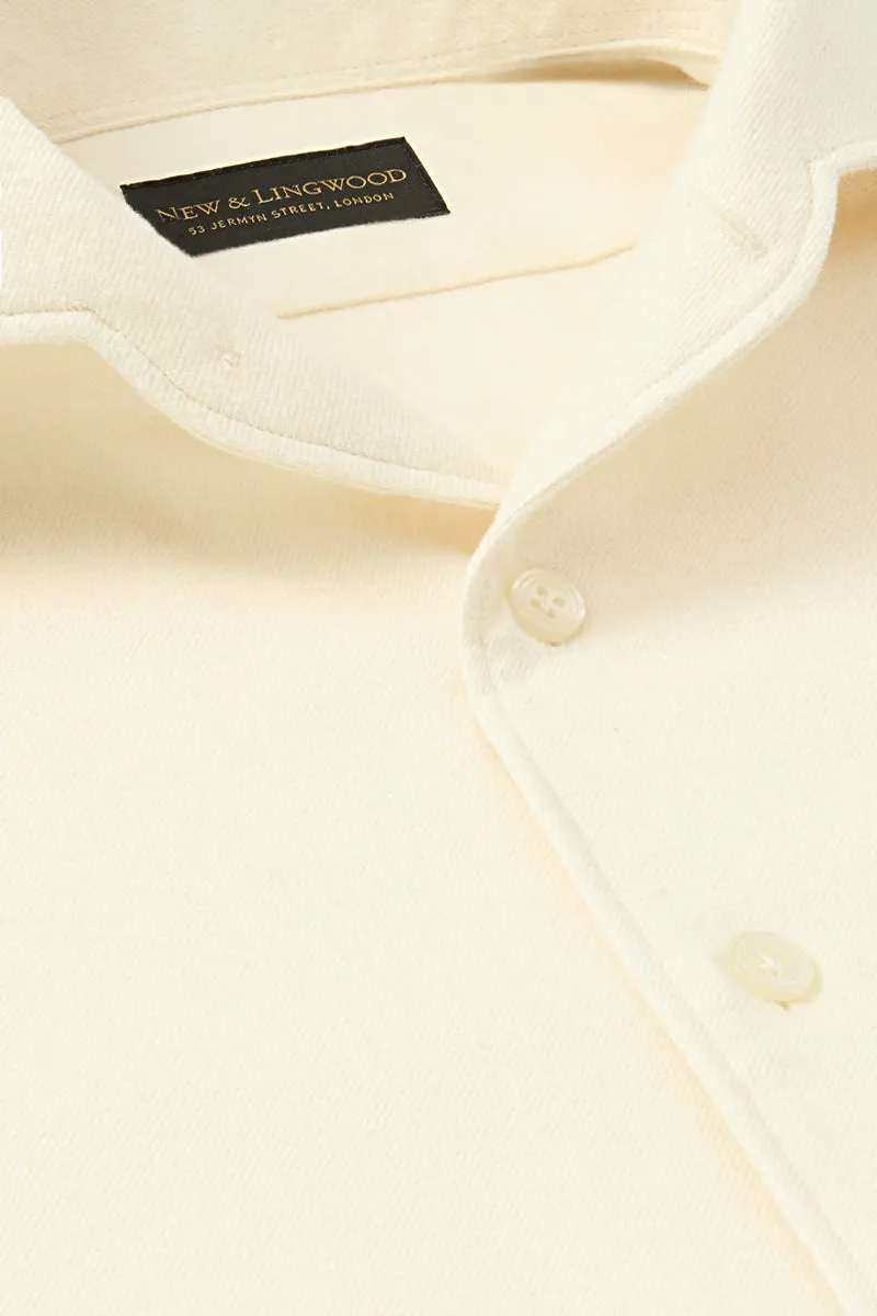 Cream One Piece Collar Standard Fit Flannel Shirt