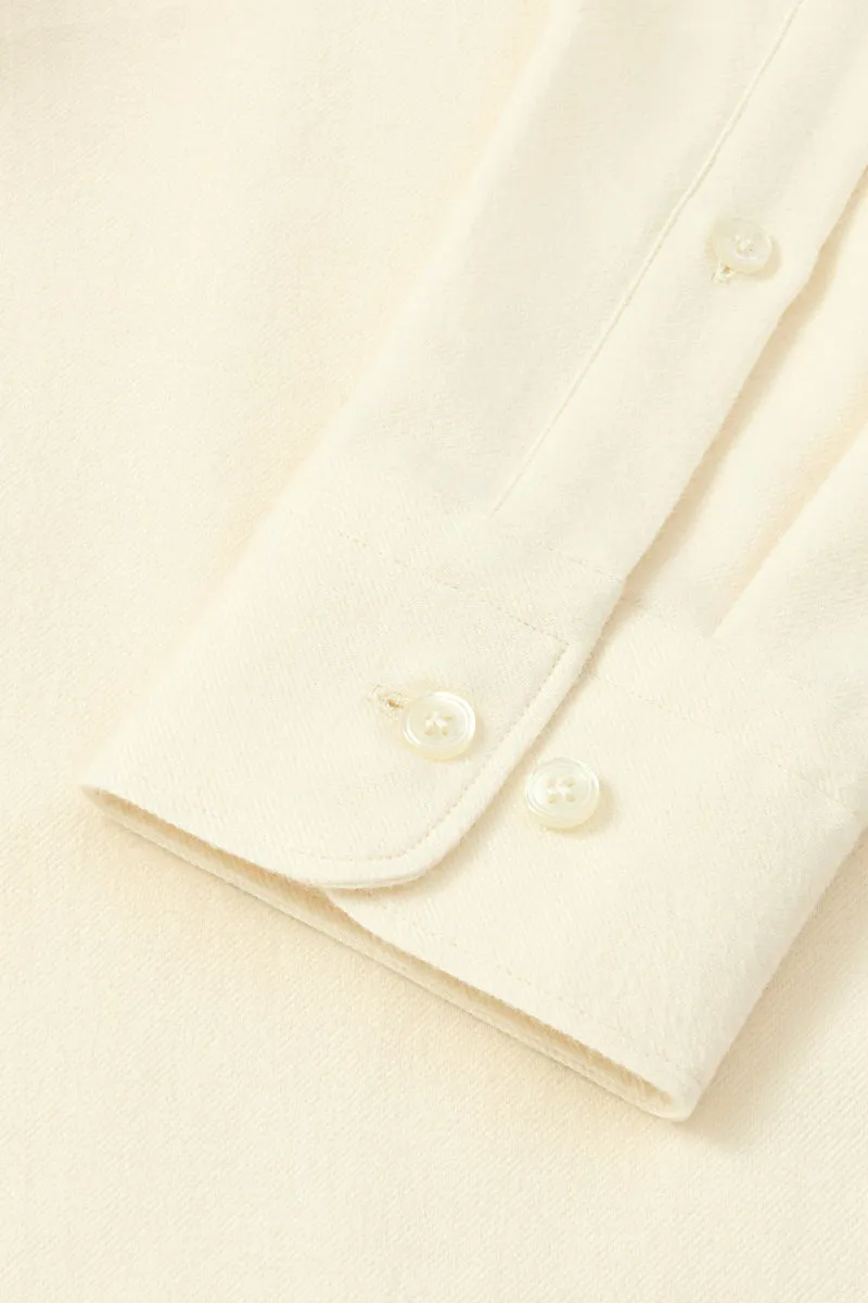 Cream One Piece Collar Standard Fit Flannel Shirt