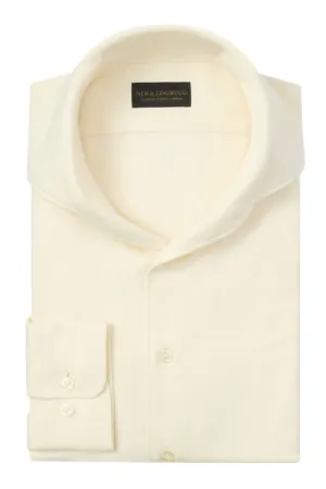 Cream One Piece Collar Standard Fit Flannel Shirt