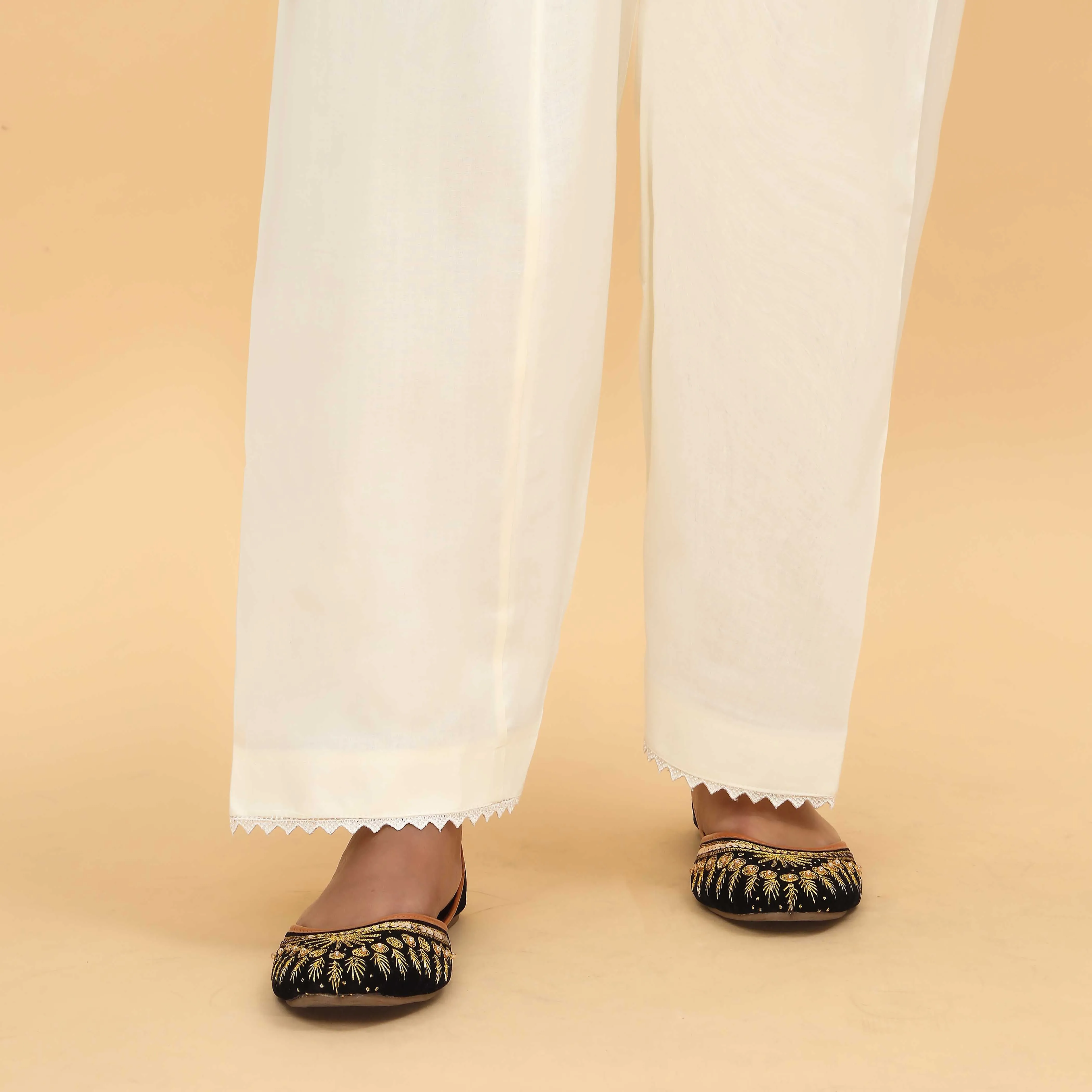 Cream Slim Fit Plain Trouser PS4572