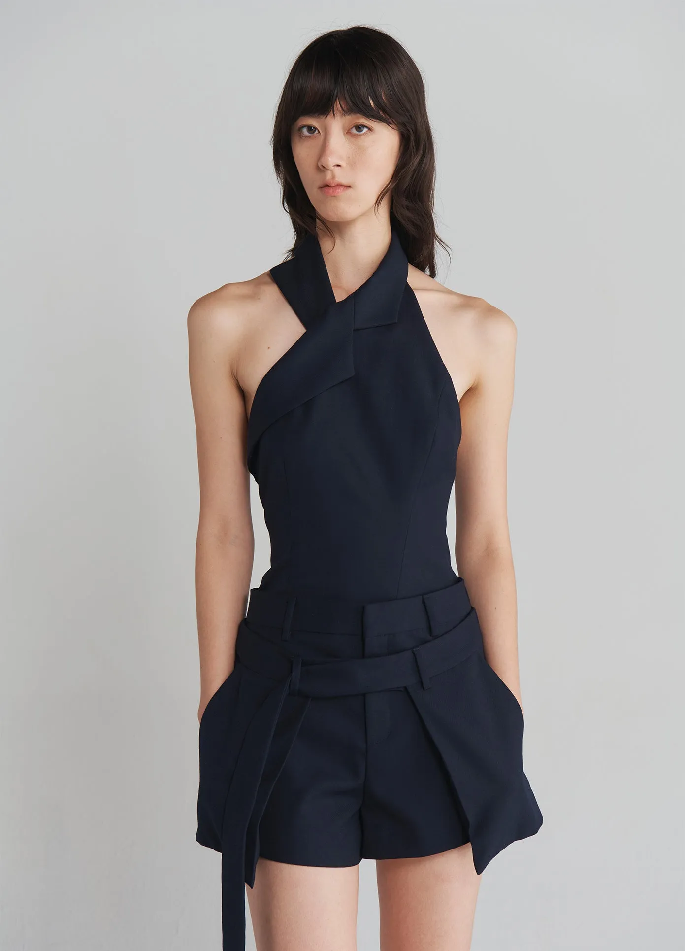 Deconstructed Wrap Tailored Shorts