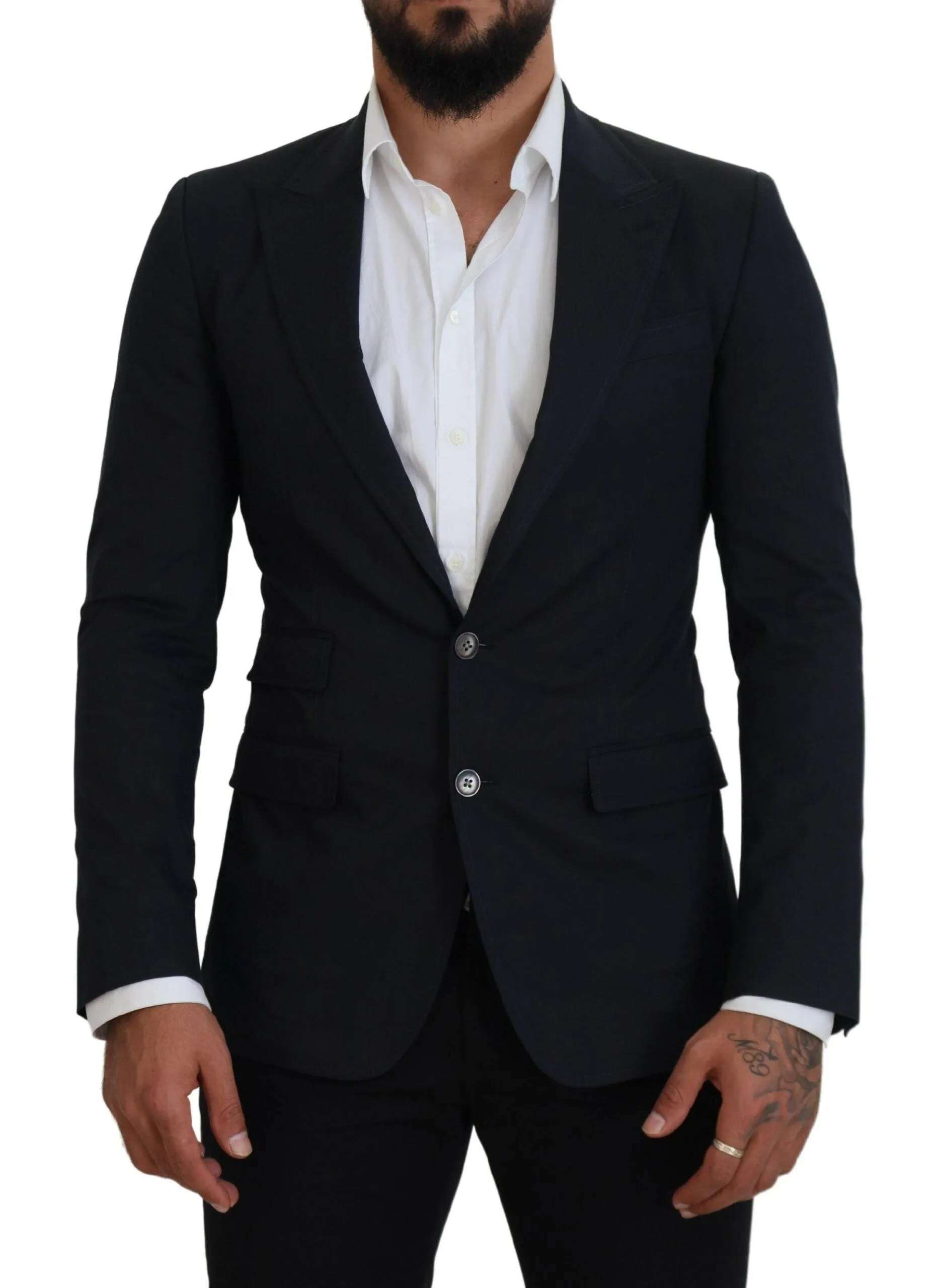 Dolce & Gabbana Black Cotton Formal Taormina Blazer
