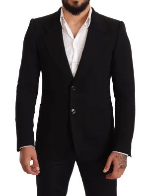 Dolce & Gabbana Black Cotton Slim Fit Coat Jacket  Blazer