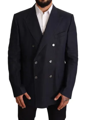 Dolce & Gabbana Blue Linen TAORMINA Jacket Coat Blazer