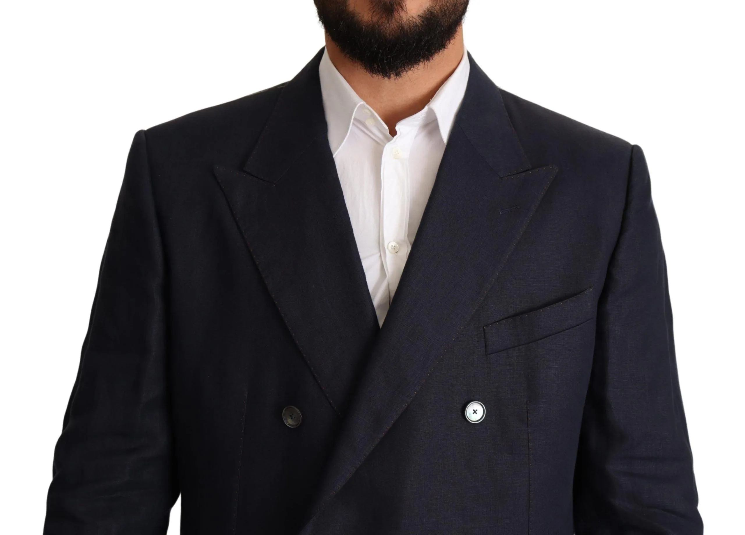 Dolce & Gabbana Blue Linen TAORMINA Jacket Coat Blazer