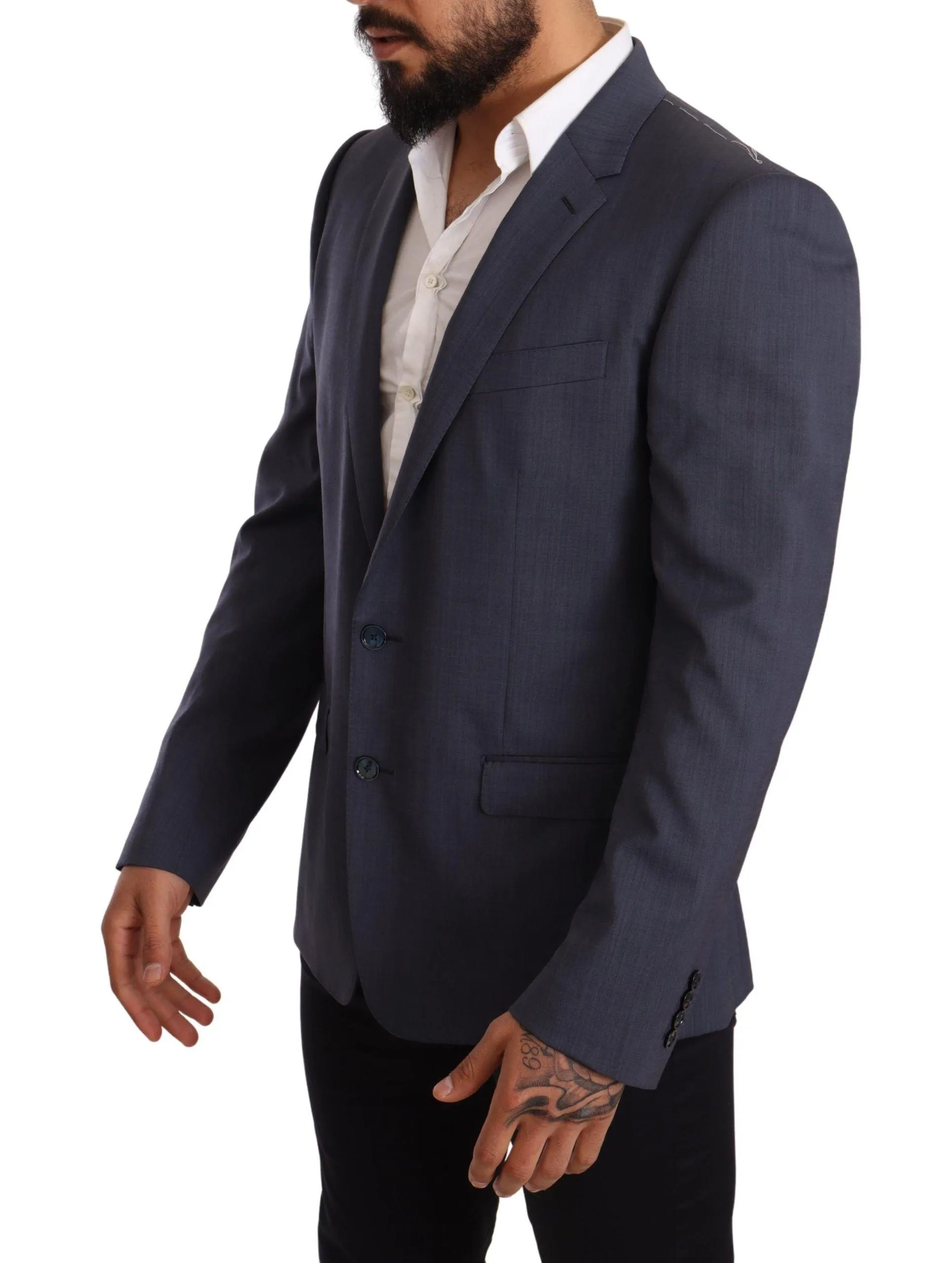Dolce & Gabbana Blue Wool Slim Fit Jacket Coat MARTINI Blazer