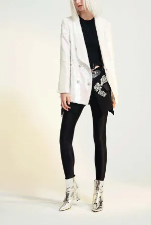 Double-breasted Pink Bling Sequined Blazer