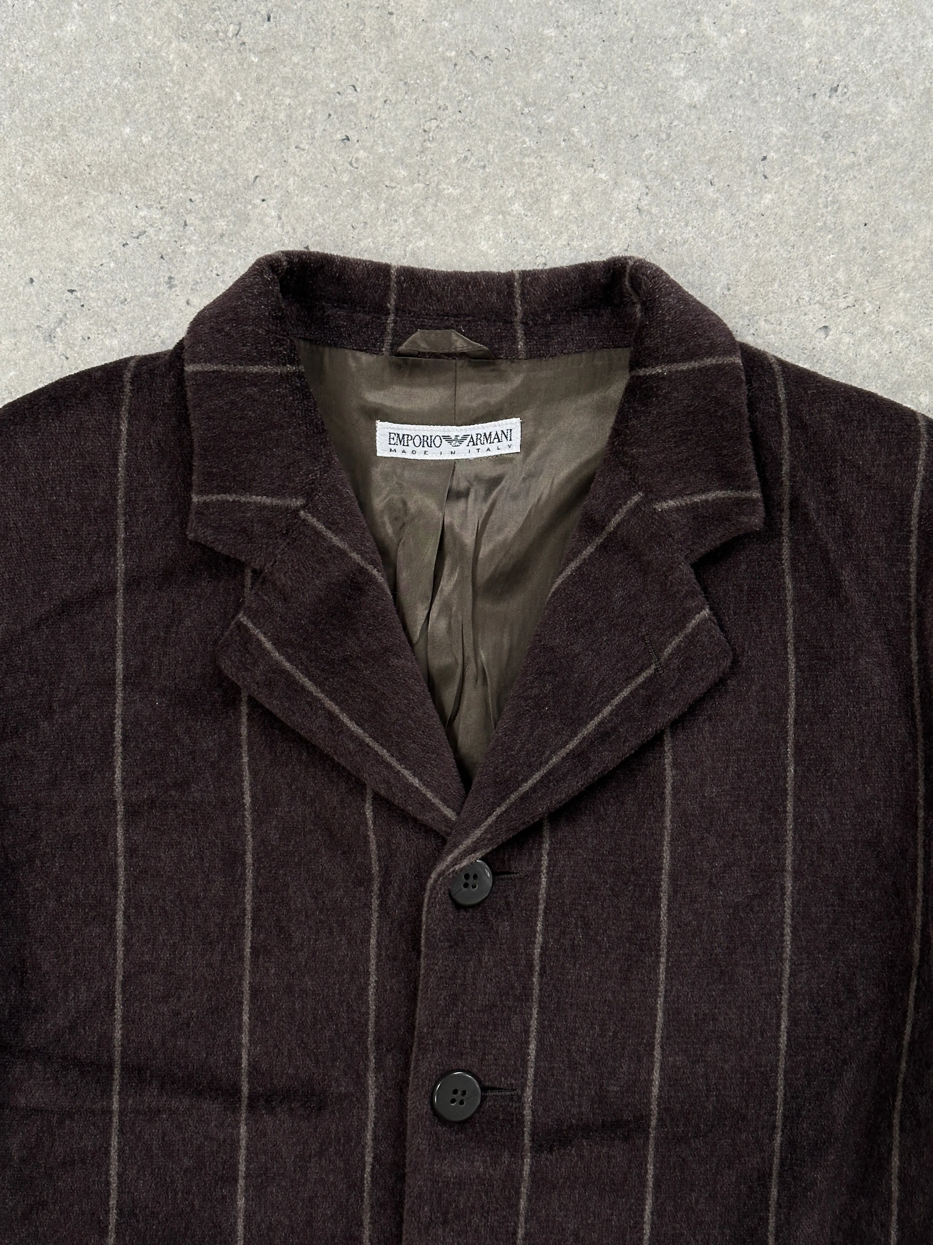 Emporio Armani Wool Fuzzy Stripe Blazer Coat - 42R/XL
