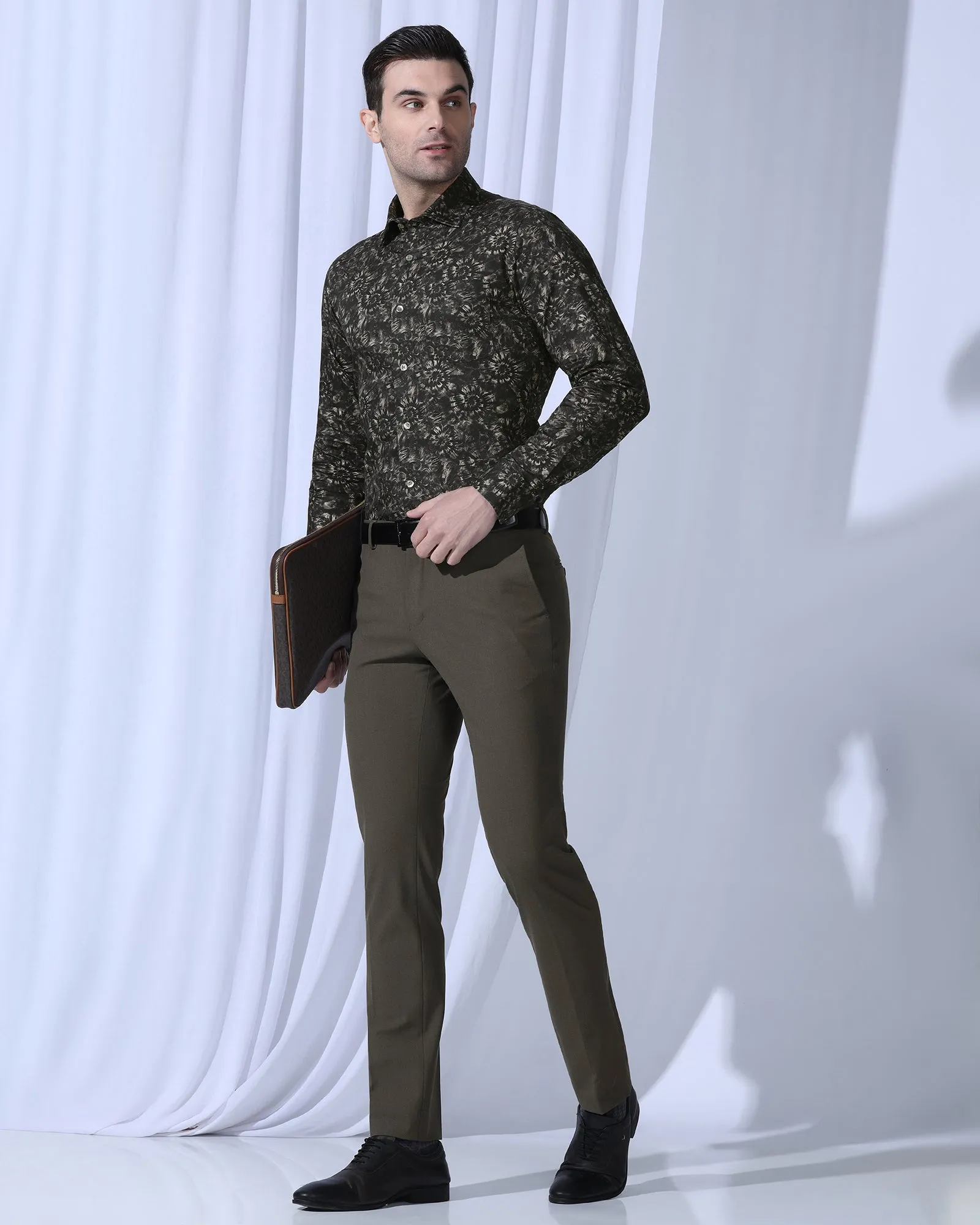 Formal Brown Printed Shirt - Wiper