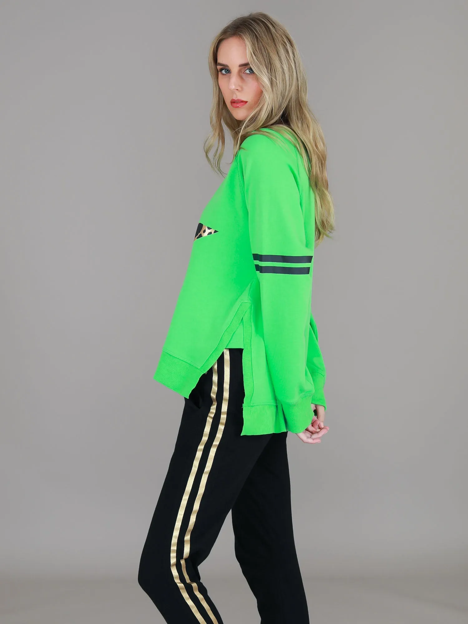 Ginger Leopard Print Splice Star Sweatshirt