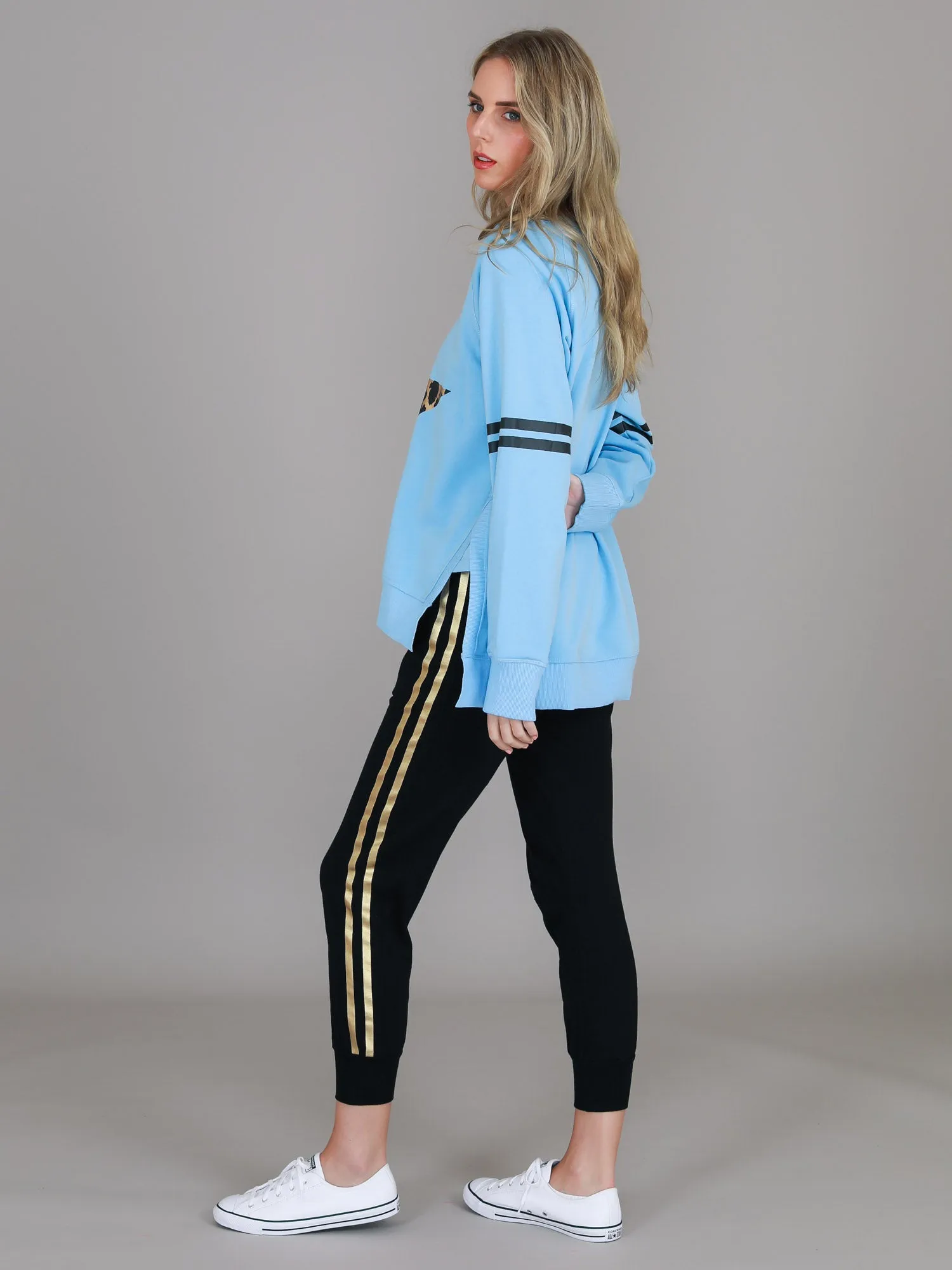 Ginger Leopard Print Splice Star Sweatshirt
