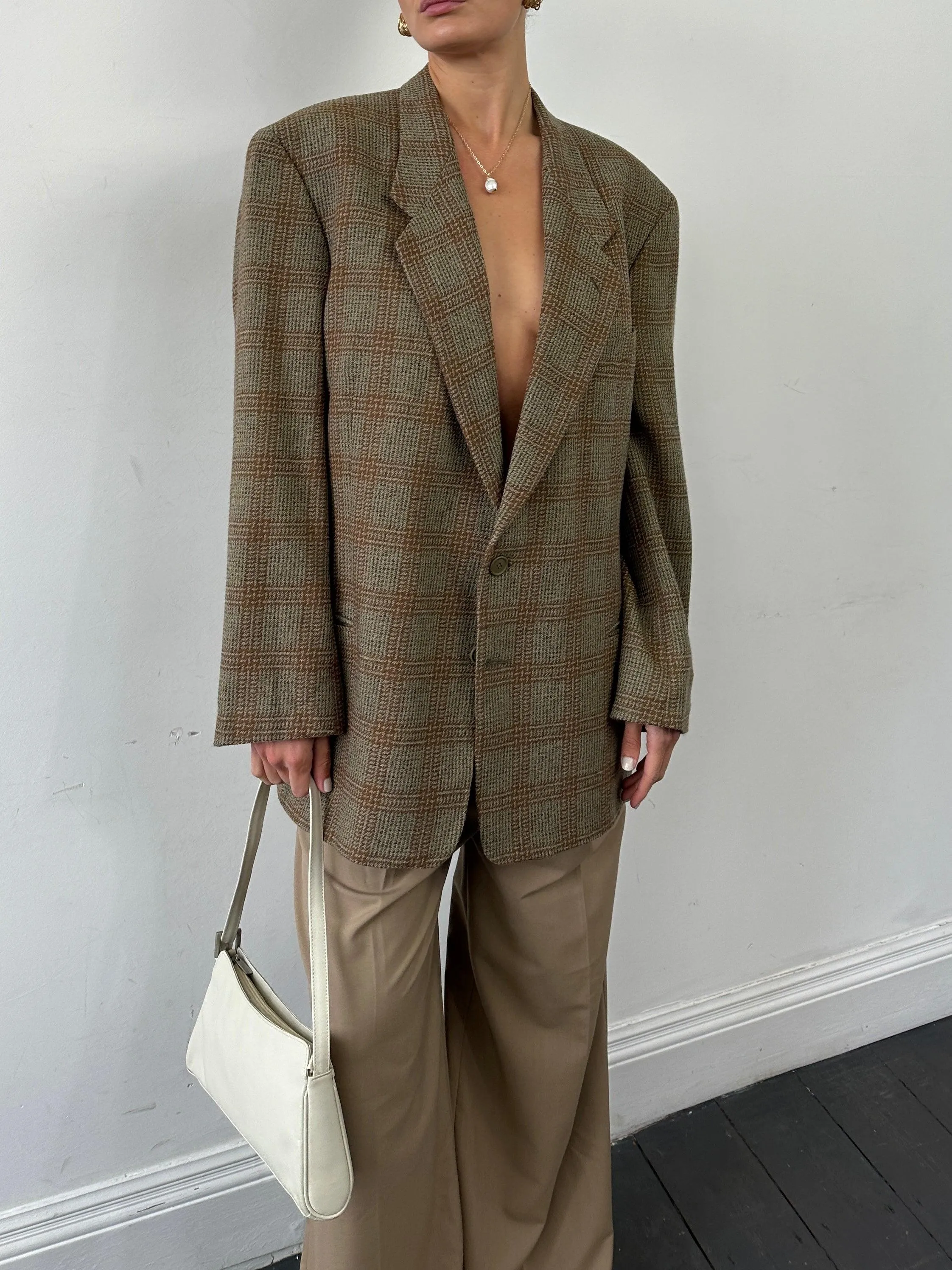 Giorgio Armani Le Collezioni Wool Check Single Breasted Blazer - 44R/XL