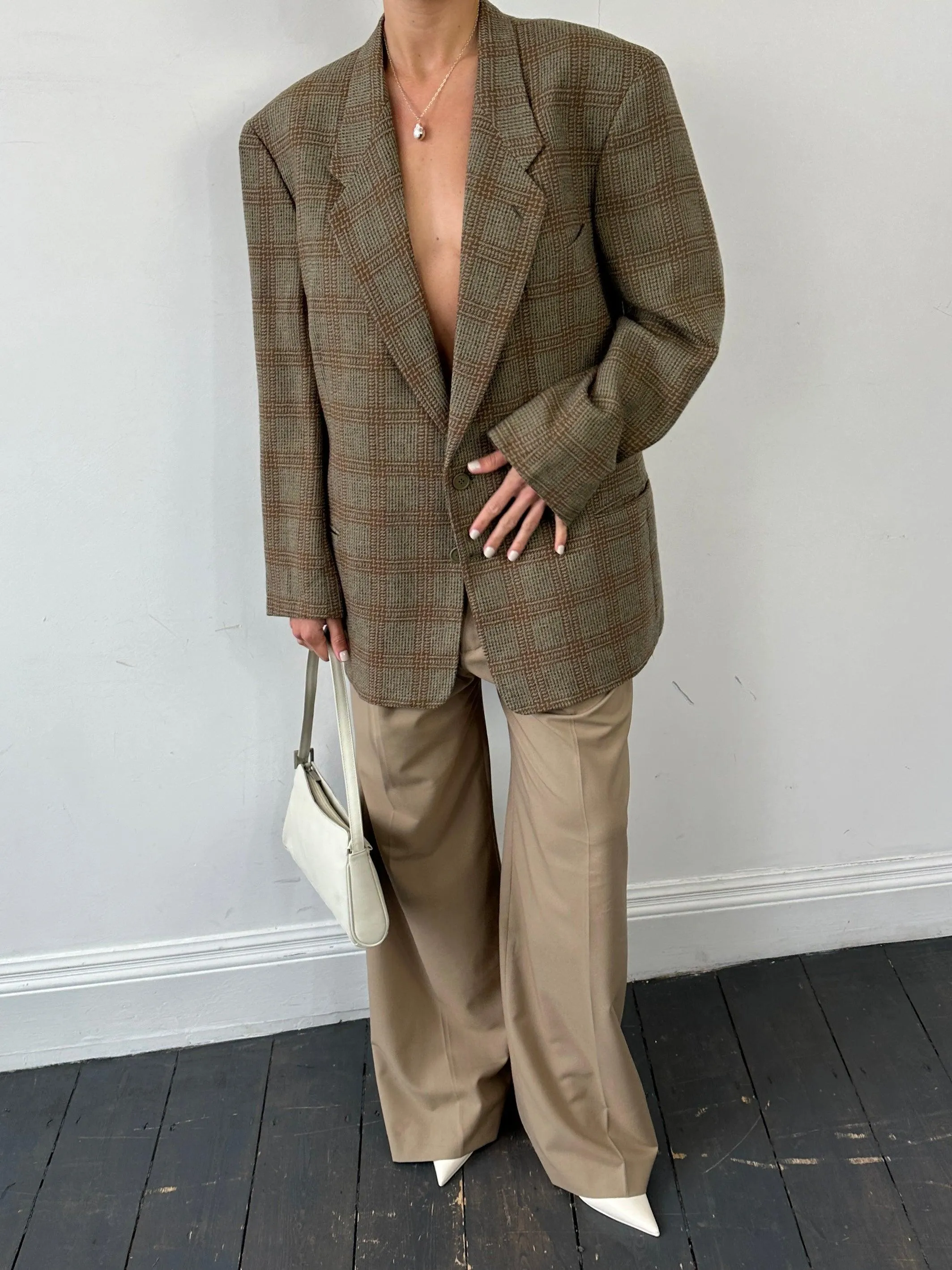 Giorgio Armani Le Collezioni Wool Check Single Breasted Blazer - 44R/XL