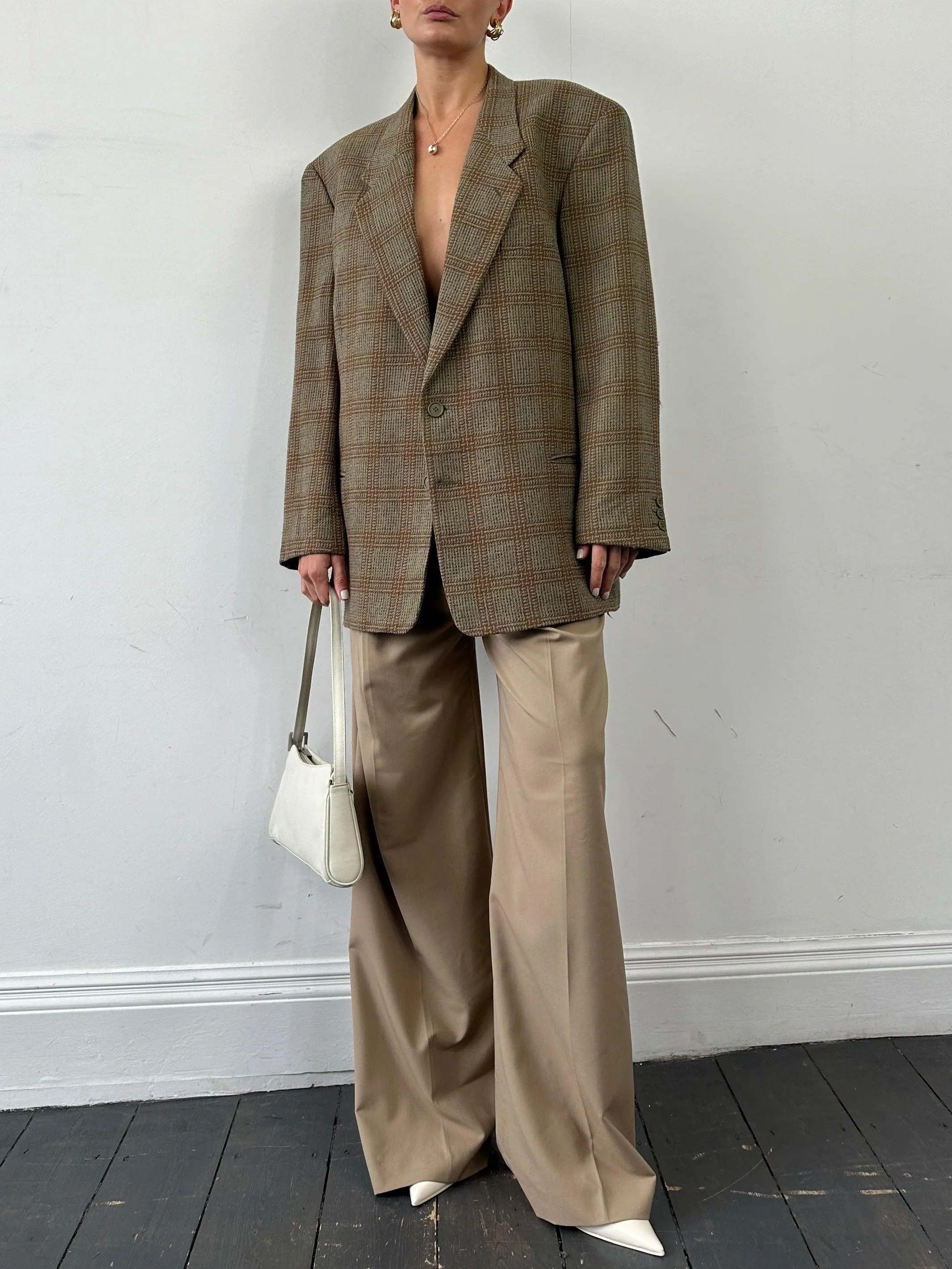 Giorgio Armani Le Collezioni Wool Check Single Breasted Blazer - 44R/XL