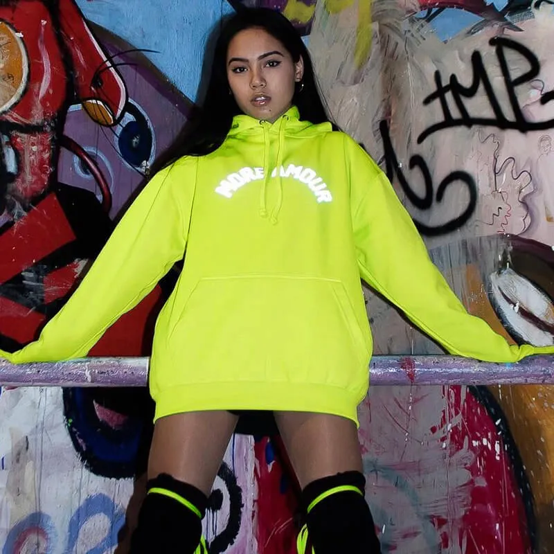 Green Letter Print Drawstring Long Hoodie