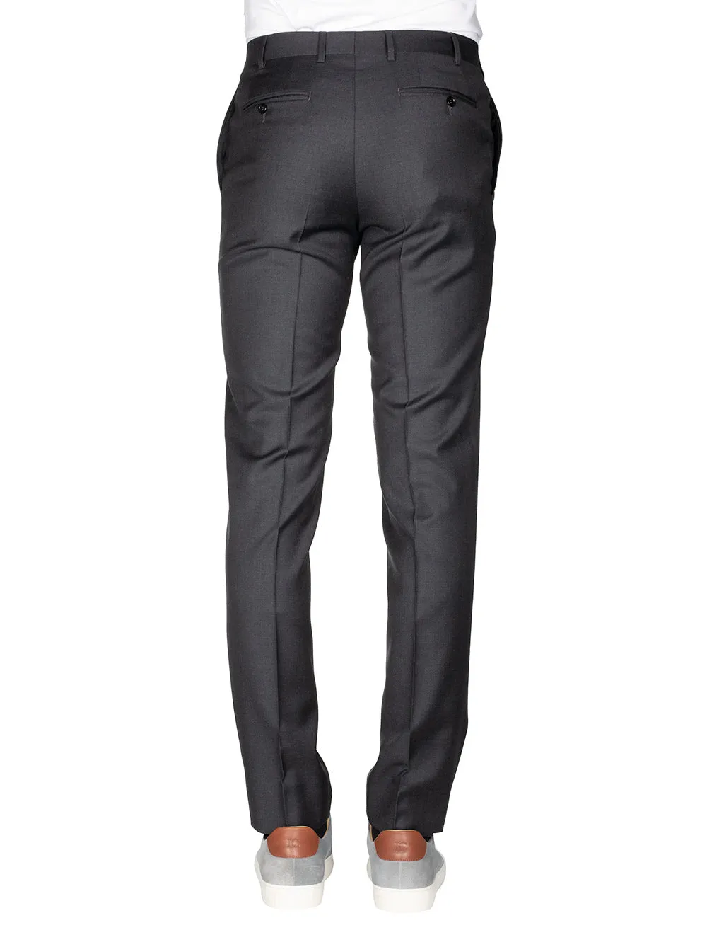 Grey Wool Formal Trousers Charcoal
