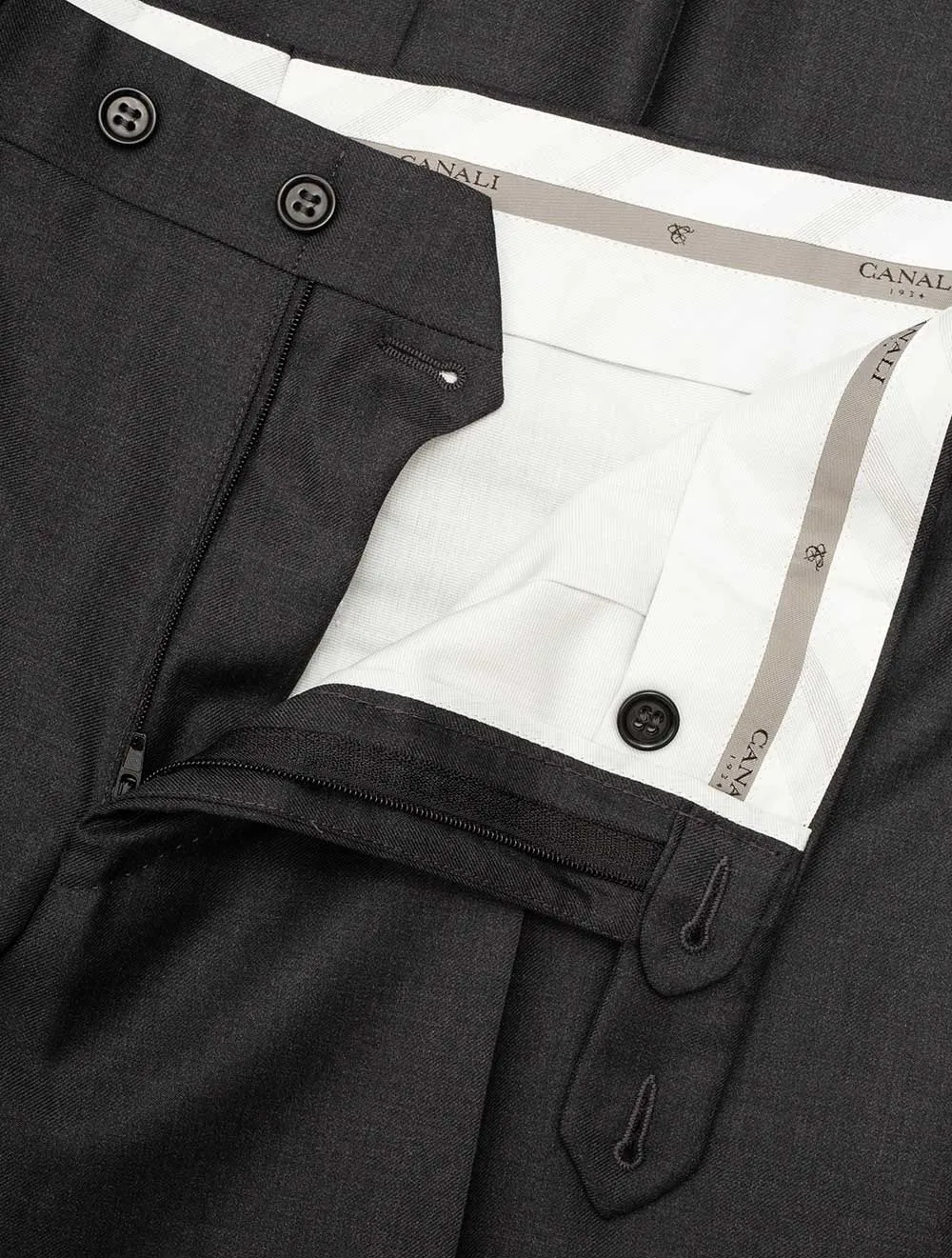 Grey Wool Formal Trousers Charcoal