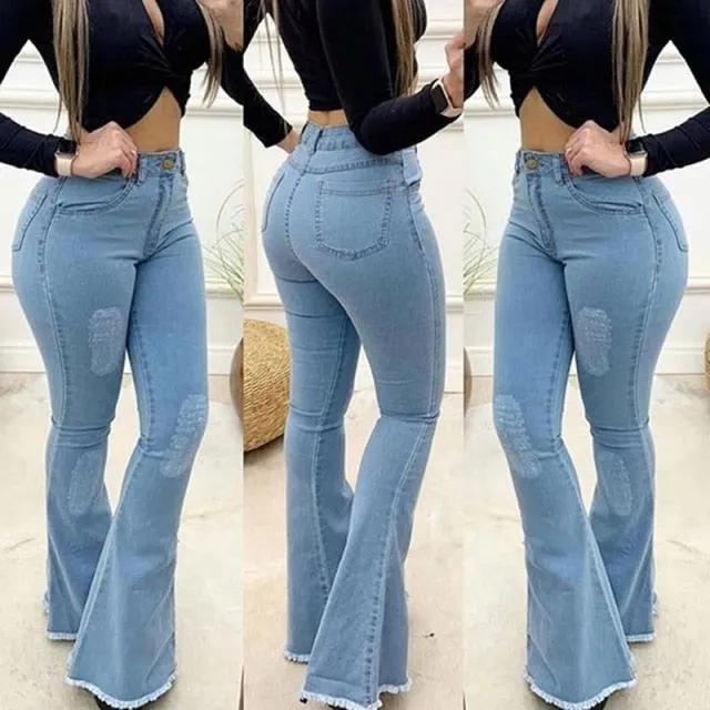 High Waist Slim Flare Pants Size S-3XL