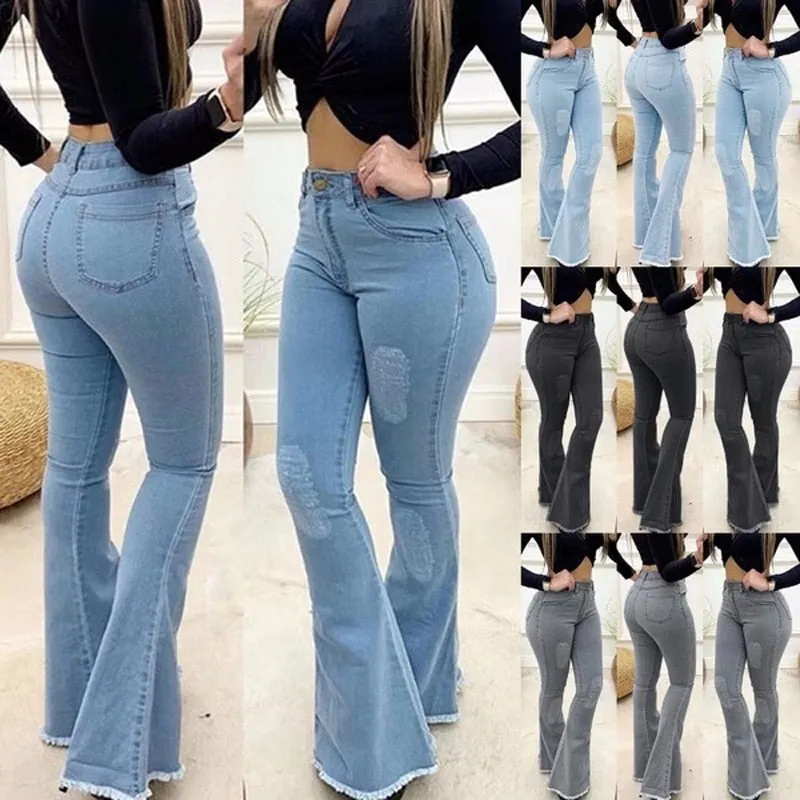 High Waist Slim Flare Pants Size S-3XL
