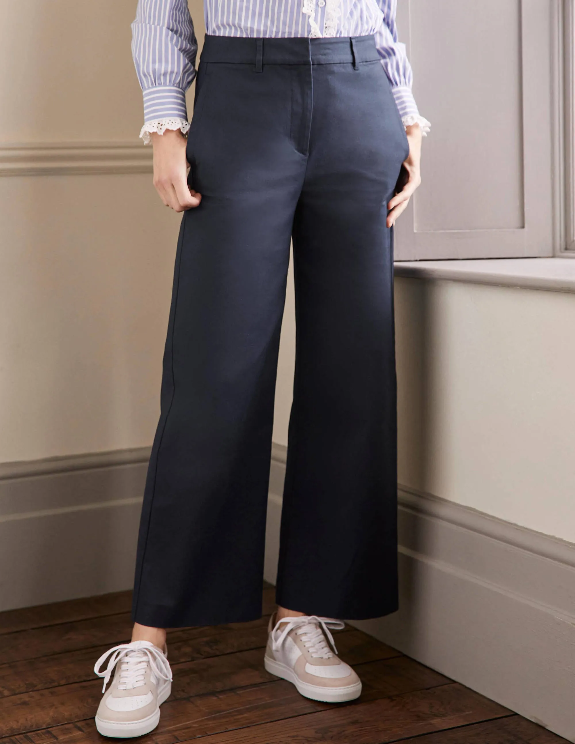 High Waisted Richmond Trousers-Navy