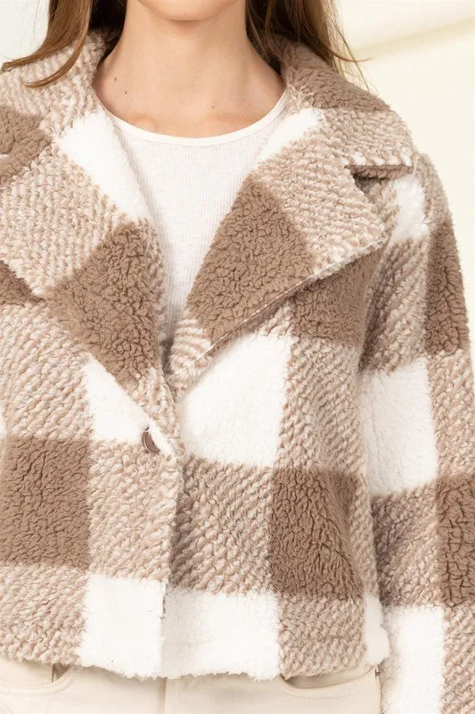 Hyfve Lucky Break Plaid Pattern Fur Jacket