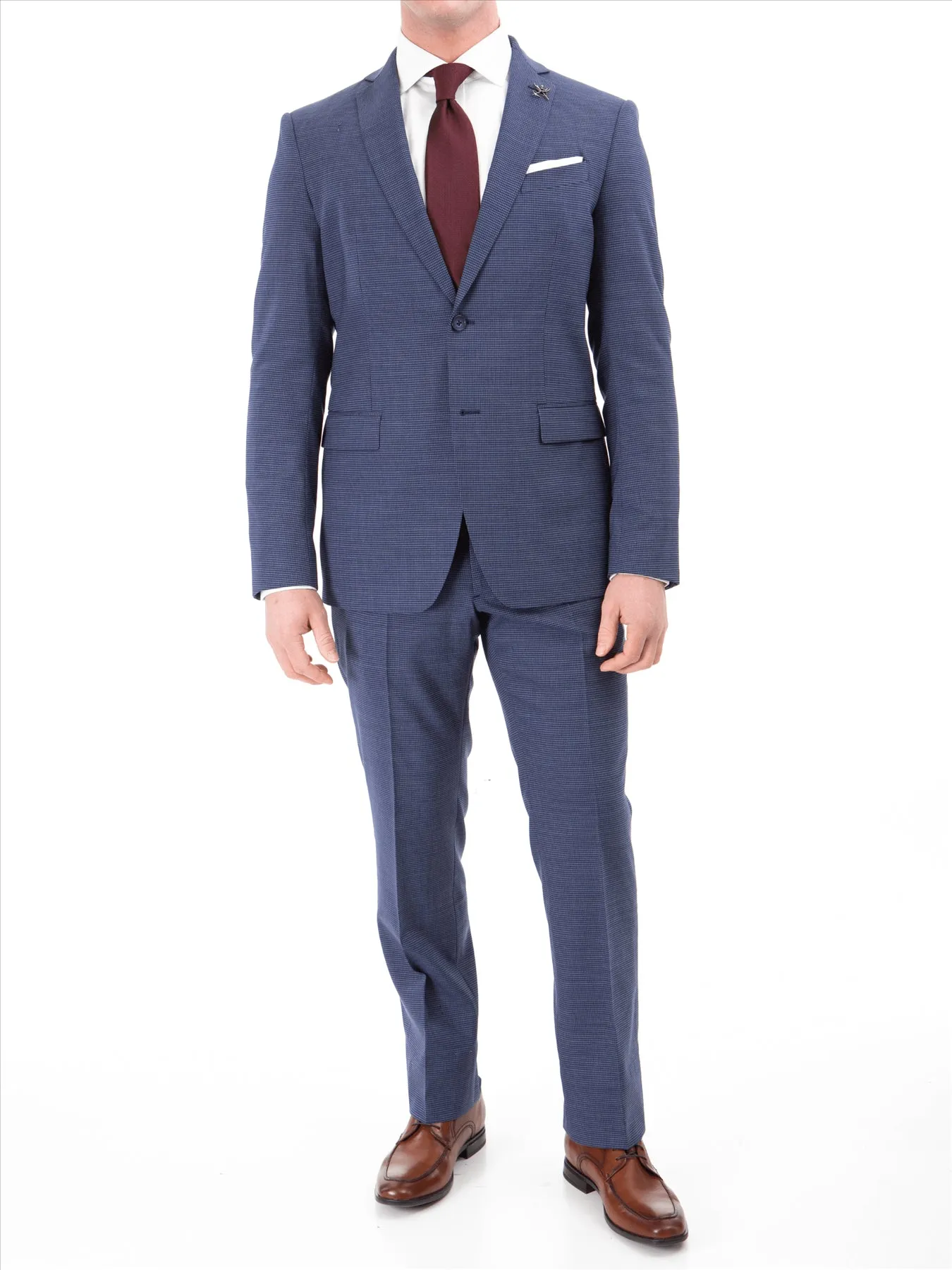 John Varvatos Half-Canvassed  Blue Two Button Wool Blend Suit