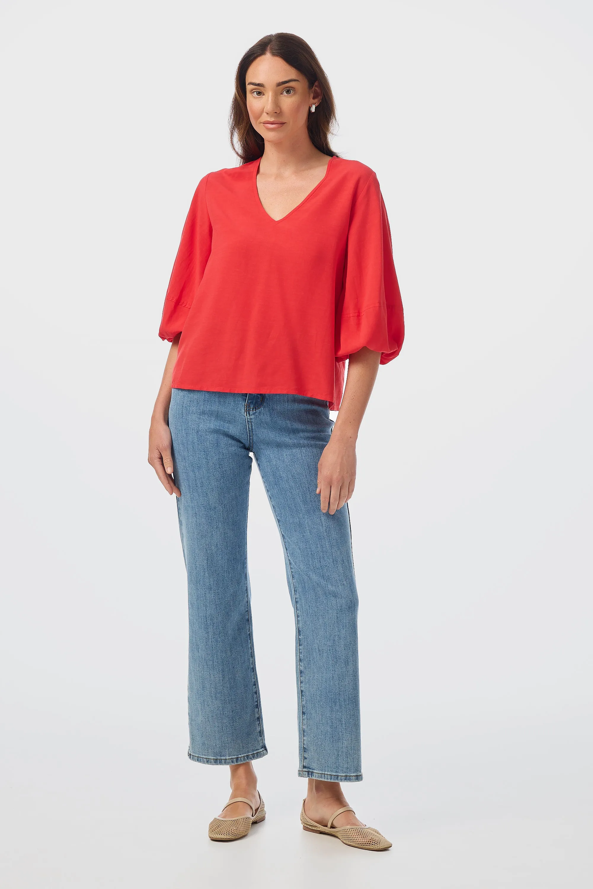 Lantern Sleeve Top - Raspberry