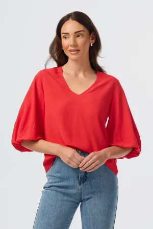 Lantern Sleeve Top - Raspberry